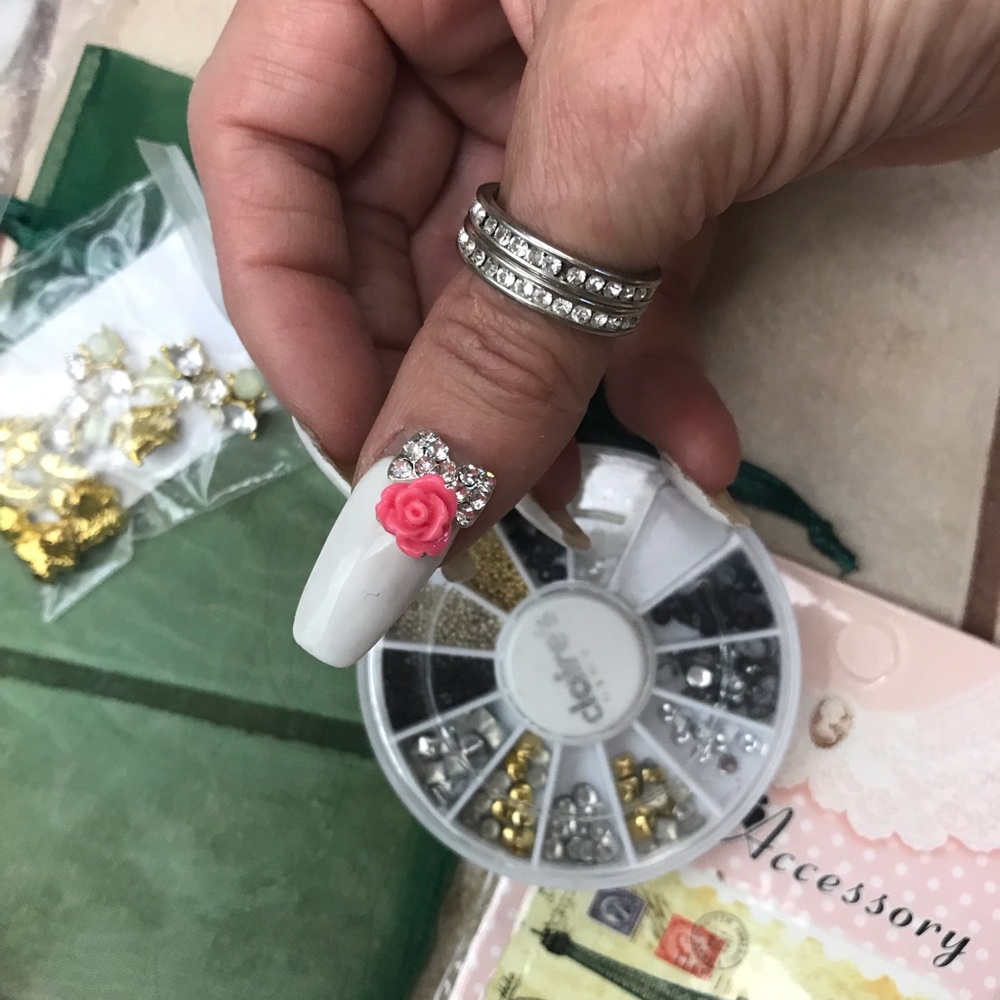 Nail art Paris decals, Claire studs, Rose bows